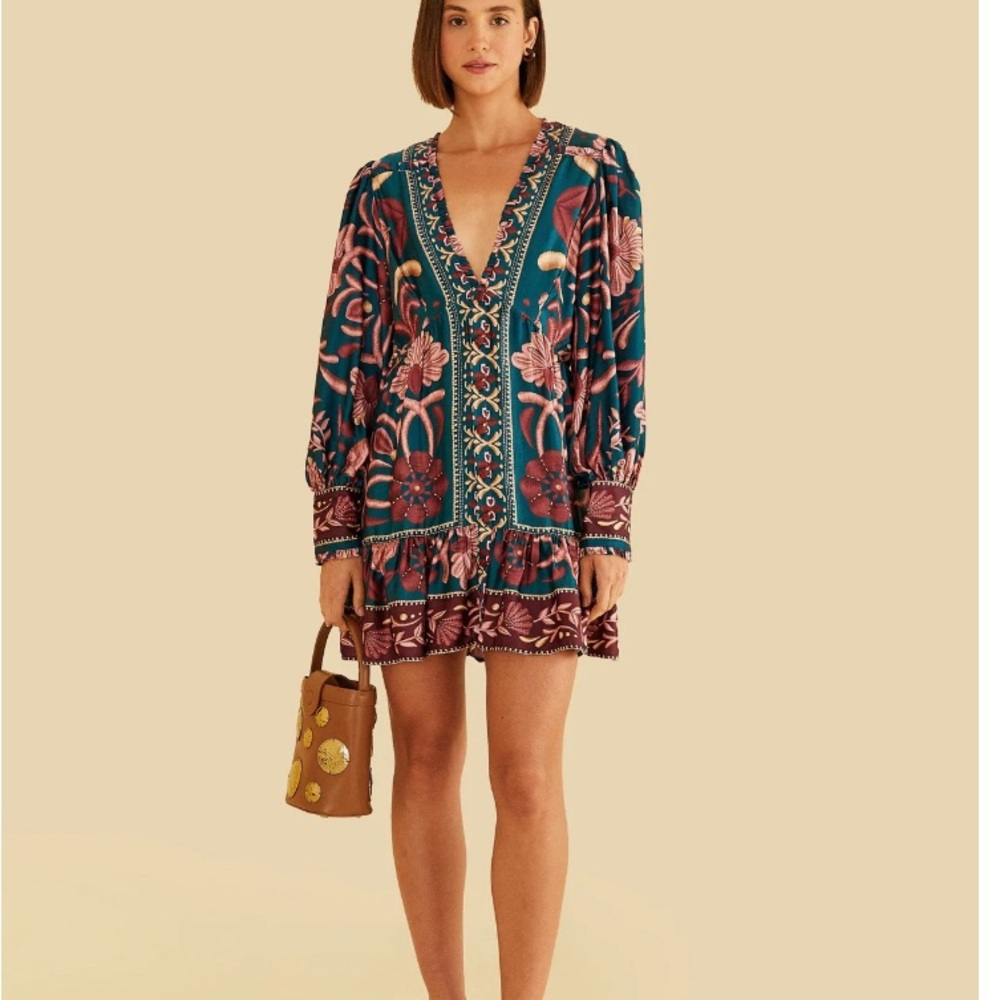 Floral V-Neck Dress with Long Sleeves new with tags